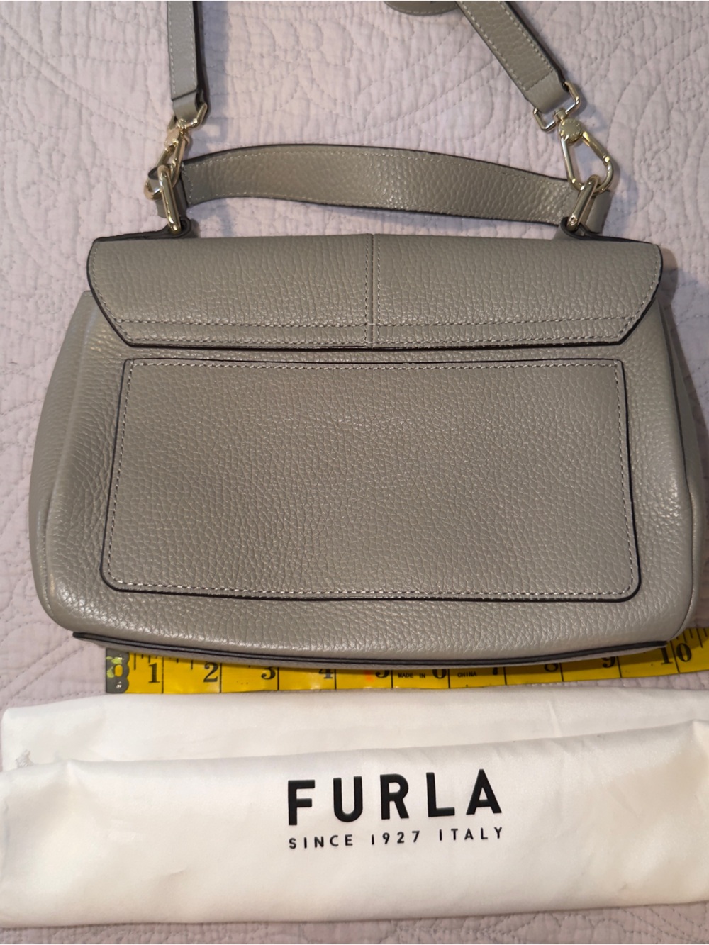 Furla Light Gray Pebbled Leather Crossbody Bag - Picture 4 of 5